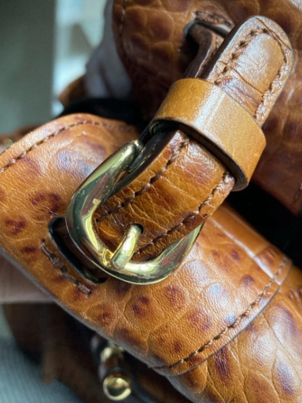 Ralph Lauren Croc-Embossed Brown Leather Bag - Picture 5 of 8